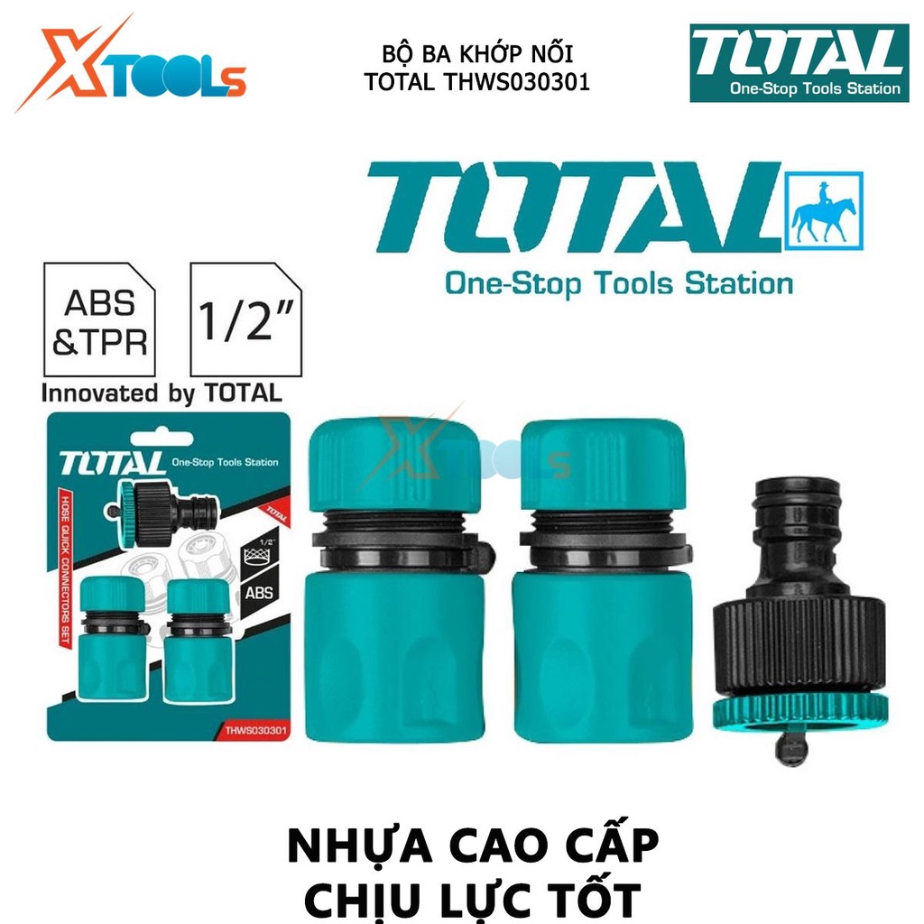 Bộ ba khớp nối TOTAL THWS030301 khớp nối vòi xịt rửa chất liệu nhựa 1/2&quot;, liên kết các đường dây dẫn, ống nối thủy lực