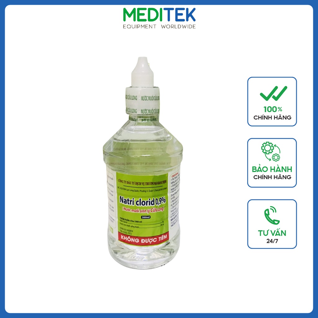 Nước muối sinh lý Natri Clorid 0,9%, Chai 530ml