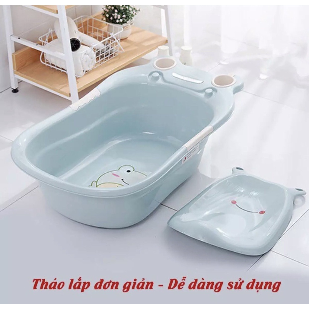 chậu tắm hình ếch cao cấp cho bé 50x83 cm ( có van tháo nước)