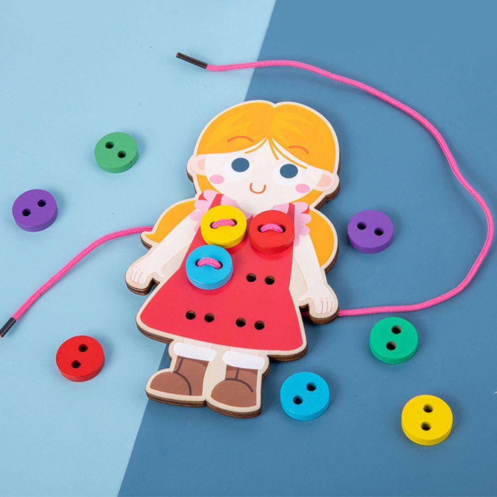 [COD] Đồ Chơi Dây Thừng Bằng Gỗ Nhiều Màu Sắc Kỹ Năng Sống Montessori Khóa Nút Giáo Dục Sớm Cho Trẻ Em