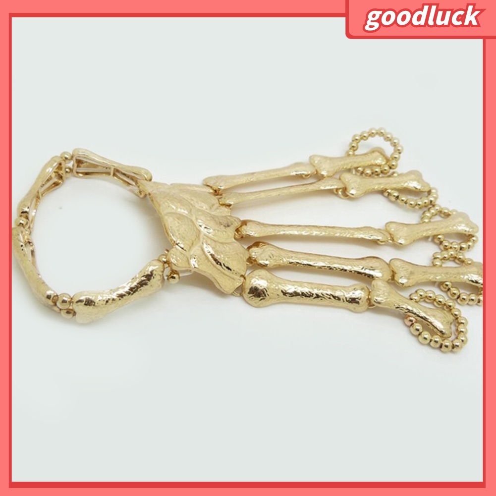 Vòng Tay Kiêm Nhẫn Hình Xương Bàn Tay Phong Cách Gothic Punk