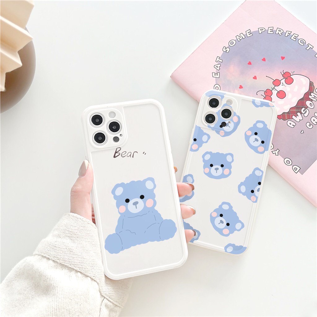 Ốp Lưng Iphone Cạnh Vuông, Bảo Vệ Camera Gấu Teddy Dễ Thương 7Plus,8Plus,x,xs,xsmax,11,11ProMax,12,12promax,13,13ProMax