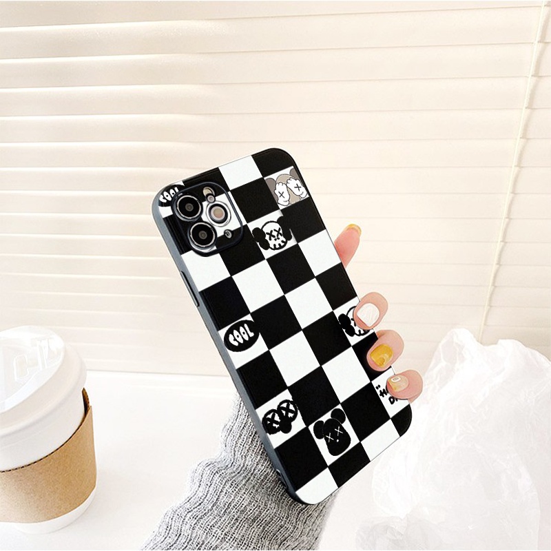 Ốp lưng iphone Caro đen trắng Be@rBrick ốp iphone vuông cạnh 6s/6splus/7/7plus/8/8plus/x/11/12/pro/max/plus/promax e193