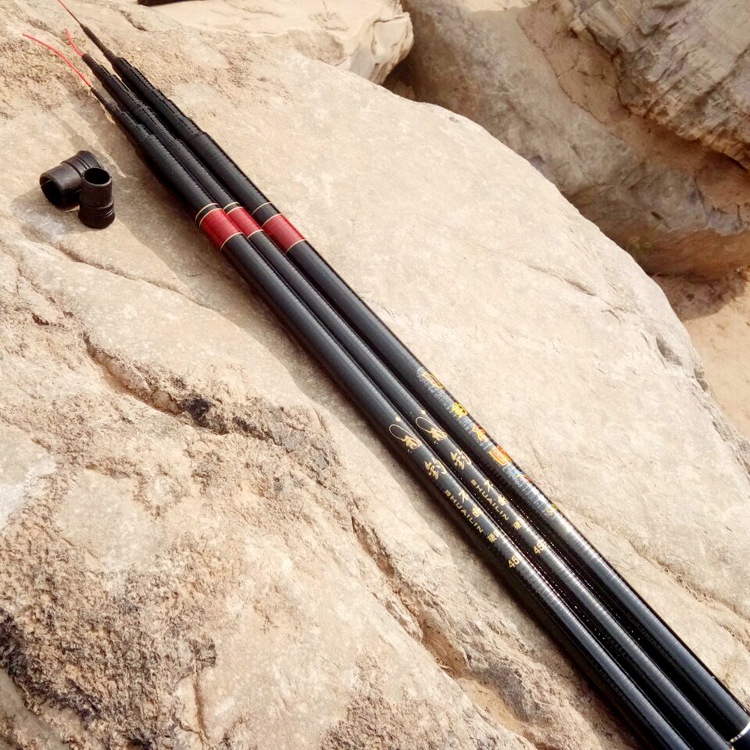 Cần câu tay, cần đơn thu gọn 62cm câu đơn rô phi, chép trắm trôi diếc giải trí - Shuailin- Đen viền đỏ