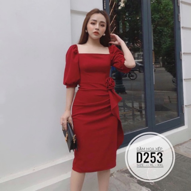 Bigsize Đầm hoa xếp D253