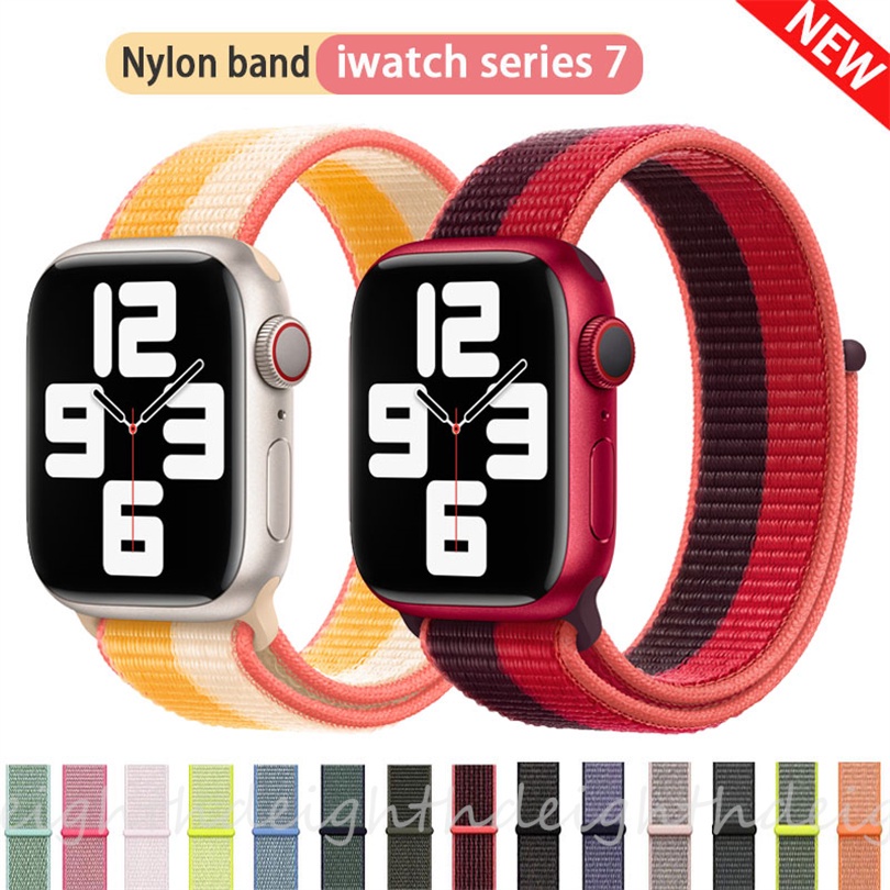 Dây Đeo Nylon Màu Trơn Cho Đồng Hồ Thông Minh Smart Watches Series 7 6 SE 5 4 3 2 1 41mm 45mm 44mm 42mm 40mm 38mm