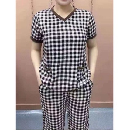 [RẺ VÔ ĐỊCH] Bộ đũi nữ trung niên cao cấp, Chất đũi kẻ caro chuẩn đẹp