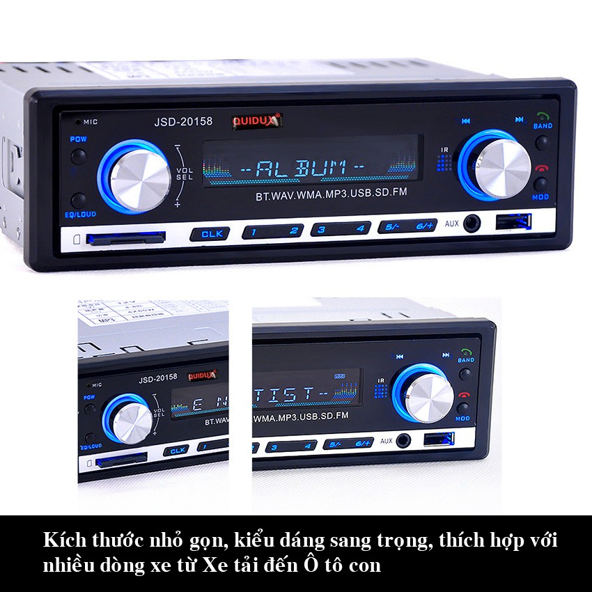 Đầu Nghe Nhạc MP3 Hỗ Trợ Bluetooth Kiêm Đài FM Cho Ô Tô JSD-20158