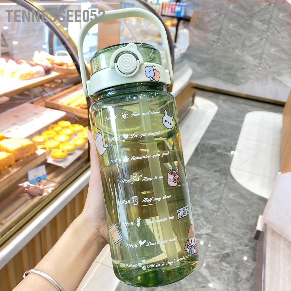 Bình nước thể thao bằng nhựa PC PP có ống hút trong suốt dễ thương 1.5L-2L