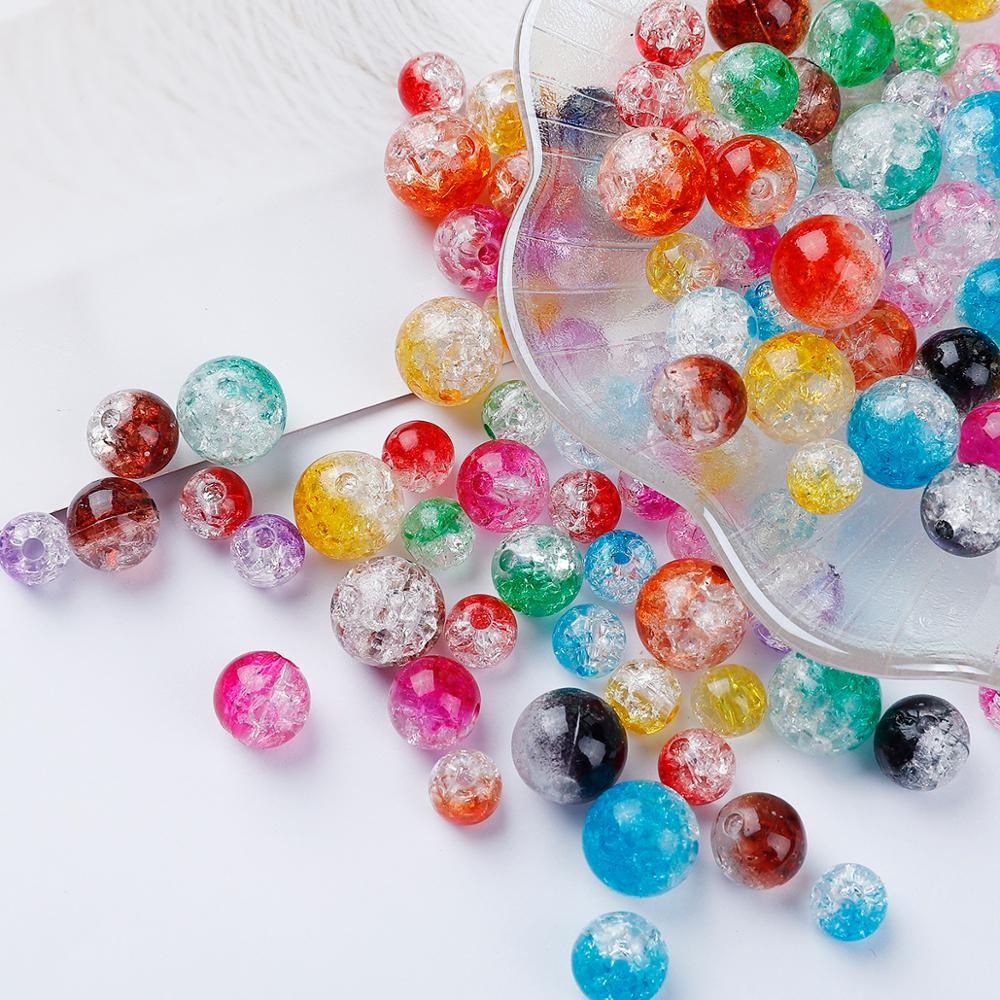 Bộ 30-100 hạt xỏ lỗ kích thước 8 10 12mm nhiều màu sắc dùng để làm đồ trang sức thủ công