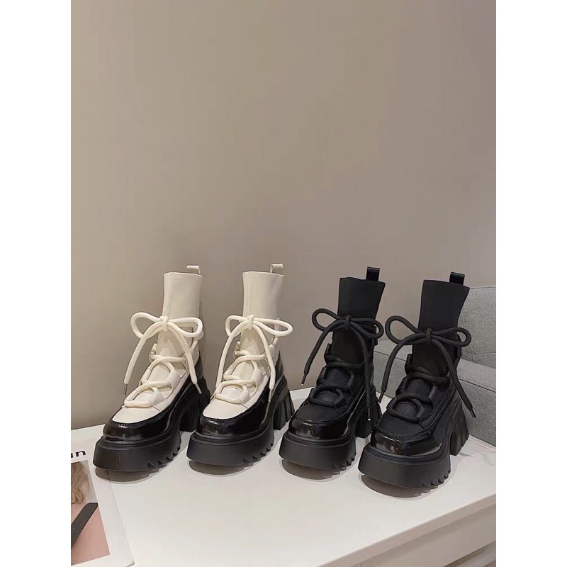 GIÀY BOOT LEN CỔ CAO ĐỘN ĐẾ 6.5CM ulzzang boots bốt boost | BigBuy360 - bigbuy360.vn