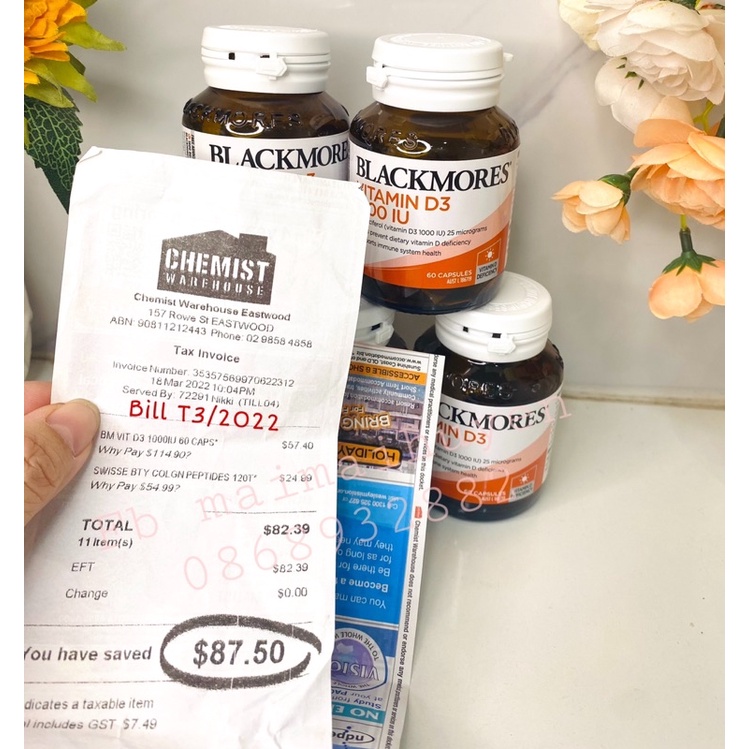 Viên uống Vitamin D3 Blackmores hàm lượng 1000IU