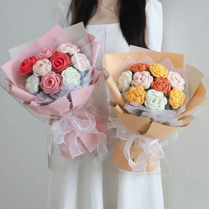 Sản Phẩm Hoàn Thiện Bó Hoa Hồng Nhân Tạo Làm Quà Tặng Sinh Nhật Bạn Gái / Lễ Tốt Nghiệp