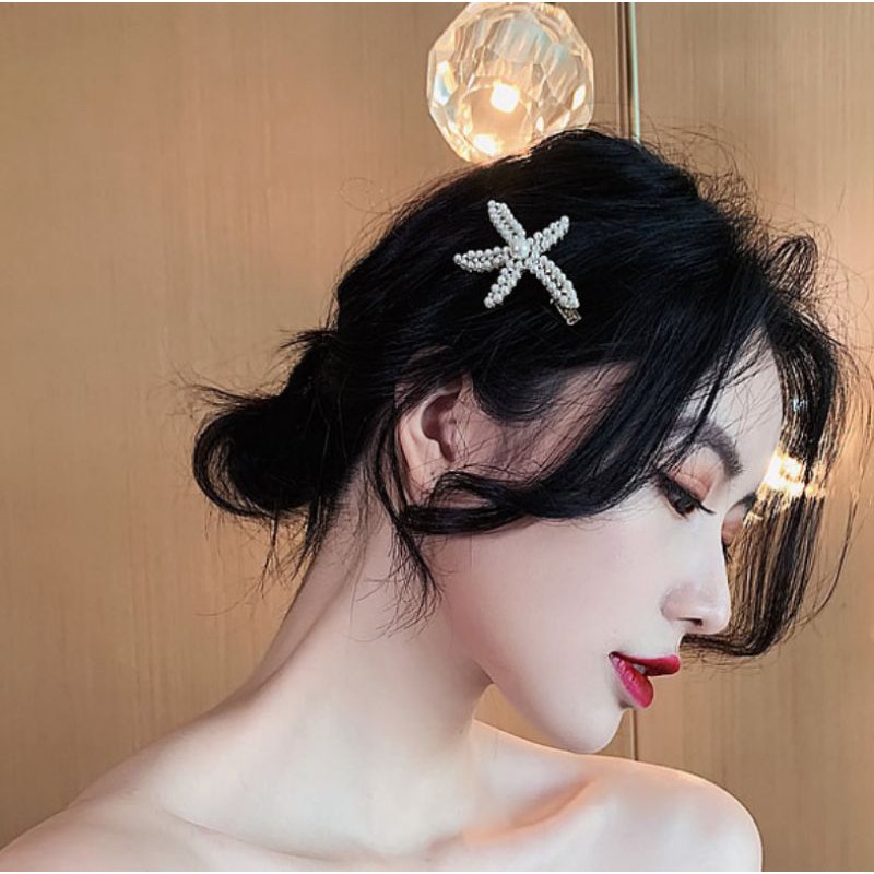 Kẹp tóc nữ đính đá phong cách Hàn Quốc siêu xinh, kẹp mái hình sao biển cực cá tính- Sỉ lẻ phụ kiện tóc giá rẻ