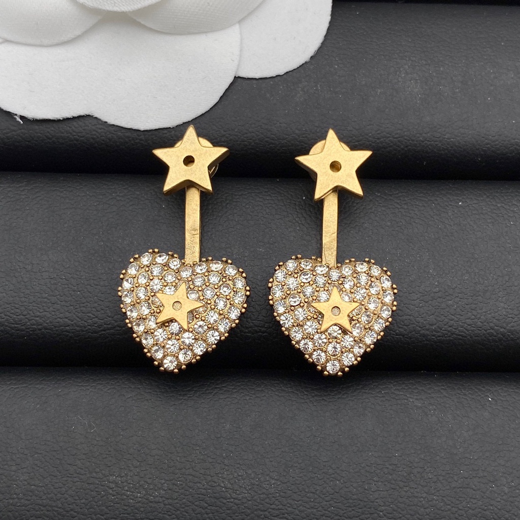 Khuyên Tai Chữ Love Đính Đá Phong Cách vintage Thời Trang