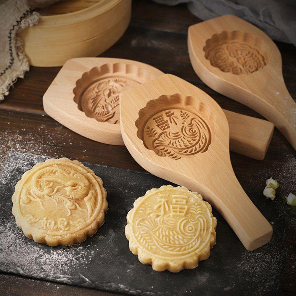 HARRIETT Khuôn Làm Bánh Trung Thu / Sô Cô La / Bánh Trung Thu Bằng Gỗ Kiểu Truyền Thống Tiện