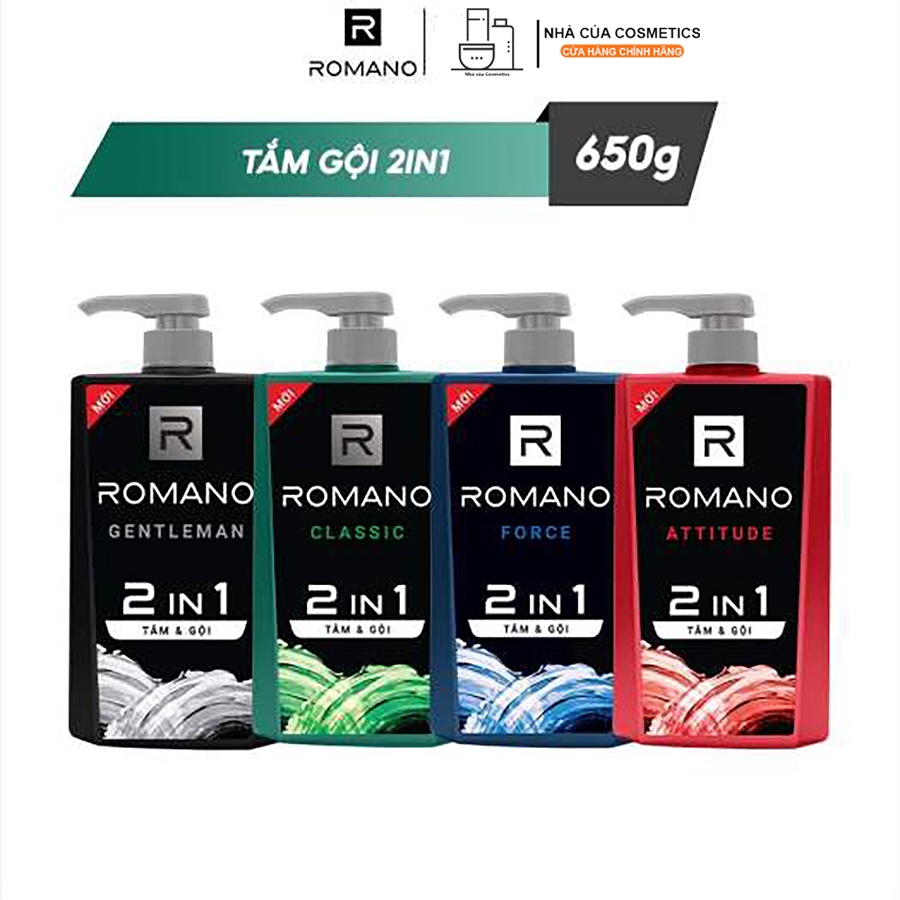 Tắm gội 2 in 1 Romano Classic 650g