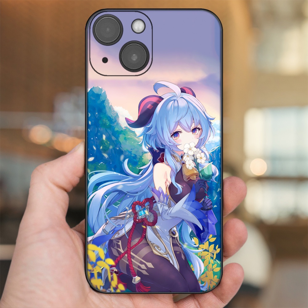 Ốp lưng iPhone 13 dẻo đen cạnh vuông in hình Ganyu Genshin Impact