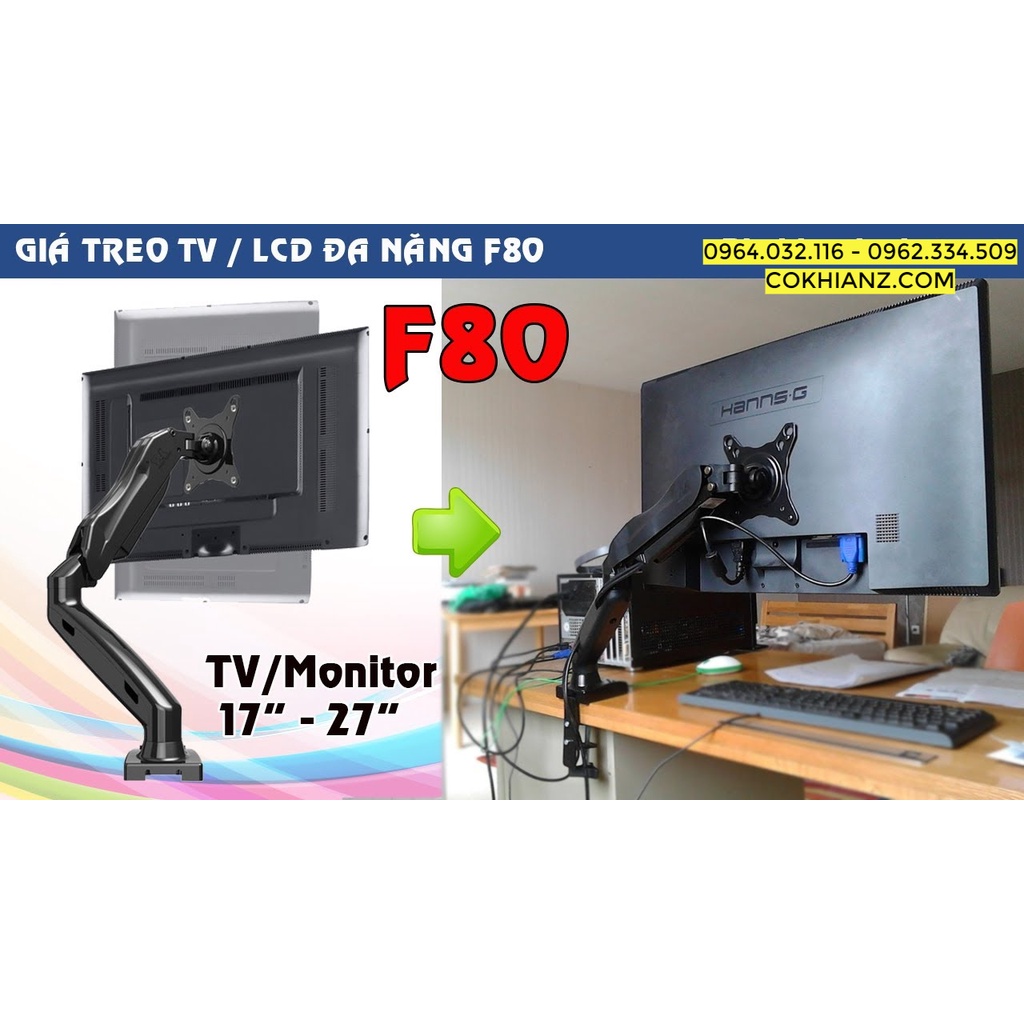 Giá treo màn hình máy tính North Bayou F80 17 - 30 inch Tải trọng 9Kg Mẫu mới 2021