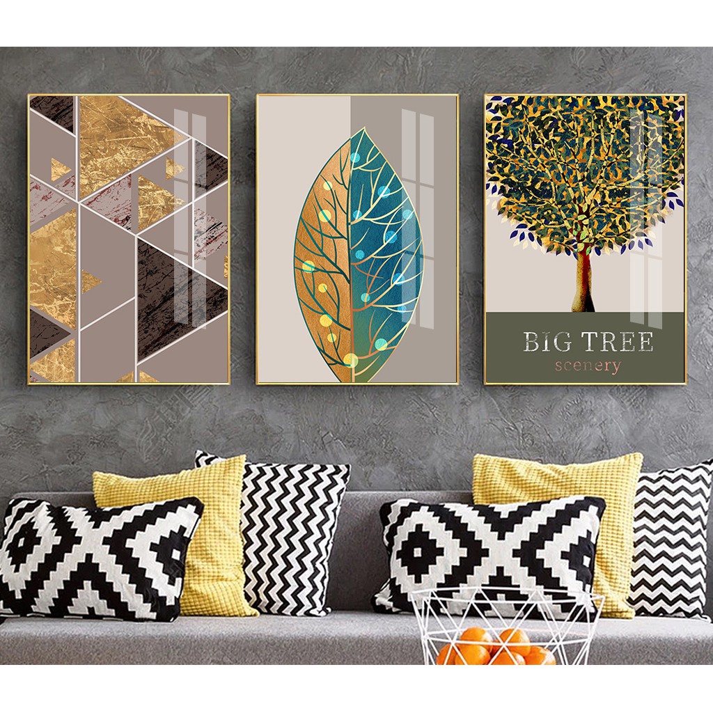 Bộ 3 tranh treo tường bóng kiếng cao cấp HD Big Tree HZTU_106943 KT 35 x 50 cm x 3 bức