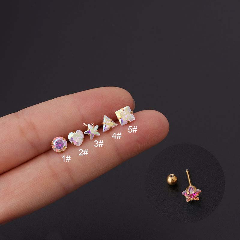 Khuyên tai chốt dài đính đá zircon đơn giản 20g