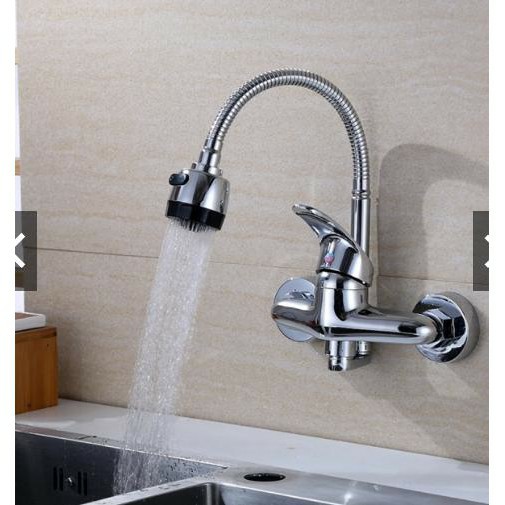 Vòi rửa bát nóng lạnh gắn tường( Đồng mạ Crom)