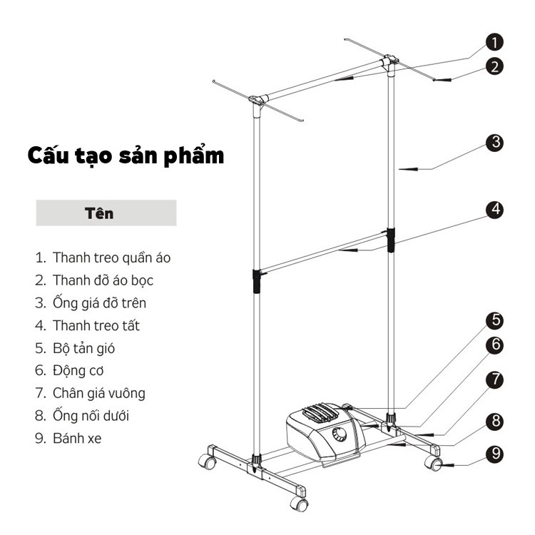 Máy Sấy Quần Áo Kangaroo Công Suất 1000W - Tủ Sấy Quần Áo 2 Tầng - Model KG332