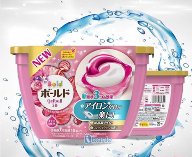 Viên giặt Gelball 3D mẫu mới 18v màu hồng Nhật Bản