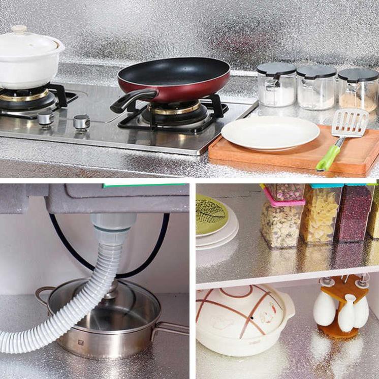 Cuộn Giấy Bạc Dán Bếp Chống Thấm, Dễ Lau Rửa, Tráng Nhôm Cách Nhiệt, Decal Dán Tường Nhà Bếp Chống Nóng, Bền Màu, Dễ lau