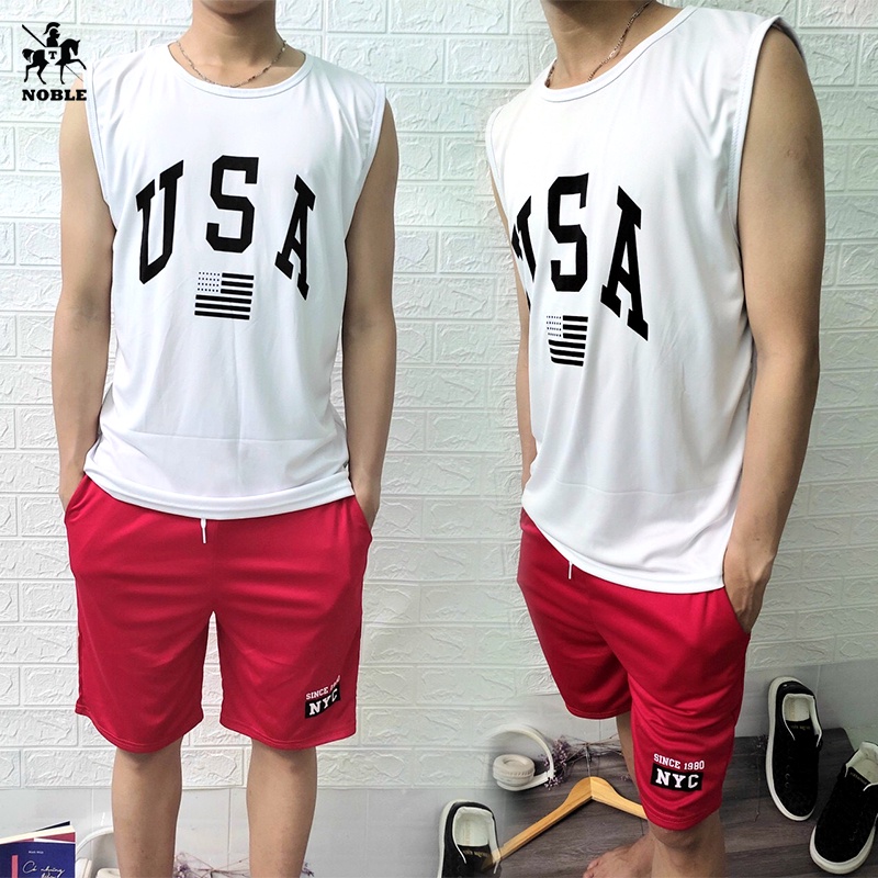 Bộ thể thao unisex nam gym, mặc nhà mát mẻ coton thoáng mát