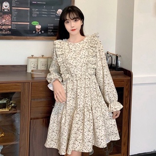 Váy hoa nhí viền bèo chun eo bo tay
