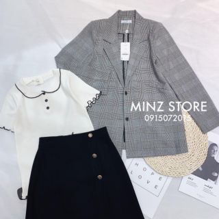 Áo blazer kẻ ghi 1 lớp