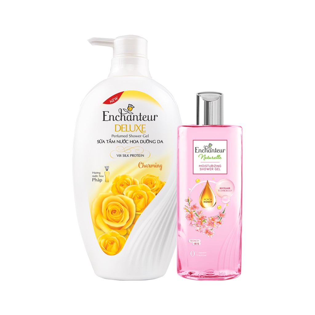 Combo Sữa tắm Enchanteur Naturelle hương hoa Iris 260g + Sữa Tắm Nước Hoa Dưỡng Da Charming 650G