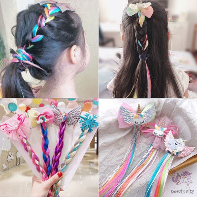 Dây buộc tóc trang trí tóc giả nhiều màu sắc thời trang cho bé gái