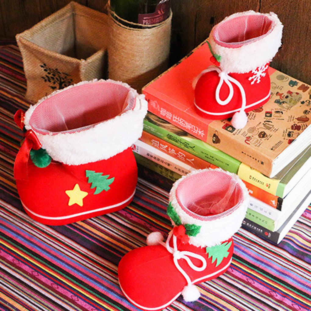 Giầy Ống Ông Già Noel + Kẹo, Quà Tặng Trẻ Em, Đồ Trang Trí Noel