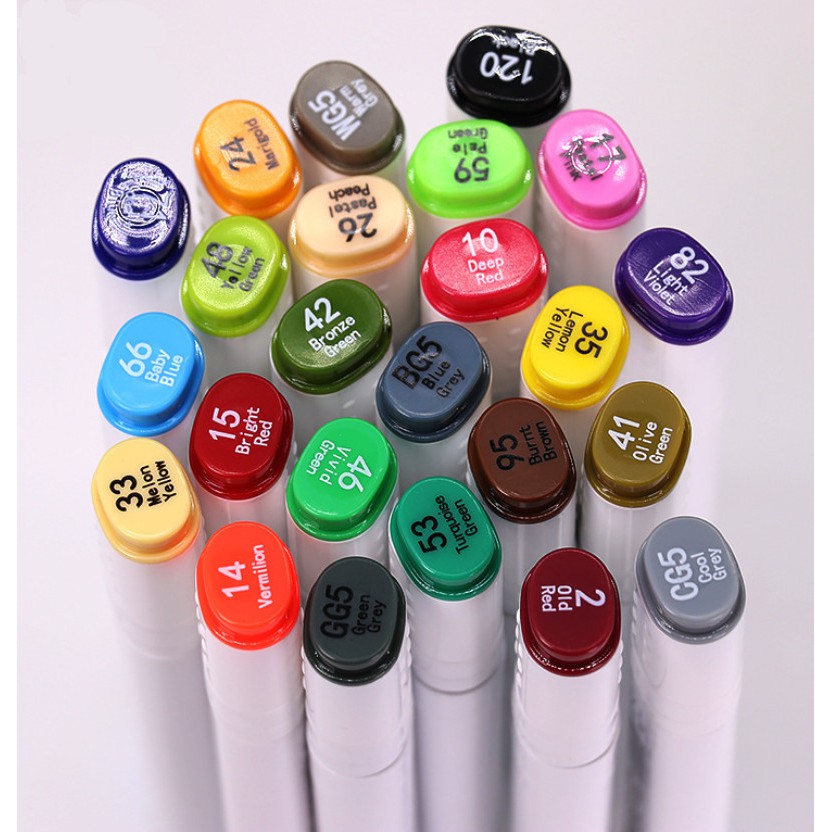 Bút màu dạ cồn Marker hai đầu- Bút dấu dòng - màu vẽ touchliit cao cấp - Bộ 12 / 24 / 36 - 1 hộp nhựa