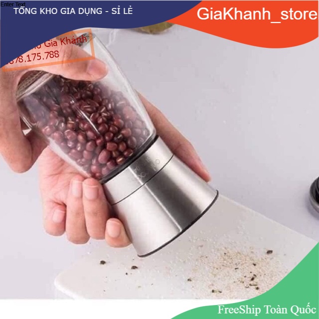 Lọ Xay Hạt Tiêu Cầm Tay Siêu Nhanh Bằng Thủy Tinh Kết Hợp Inox LD2130