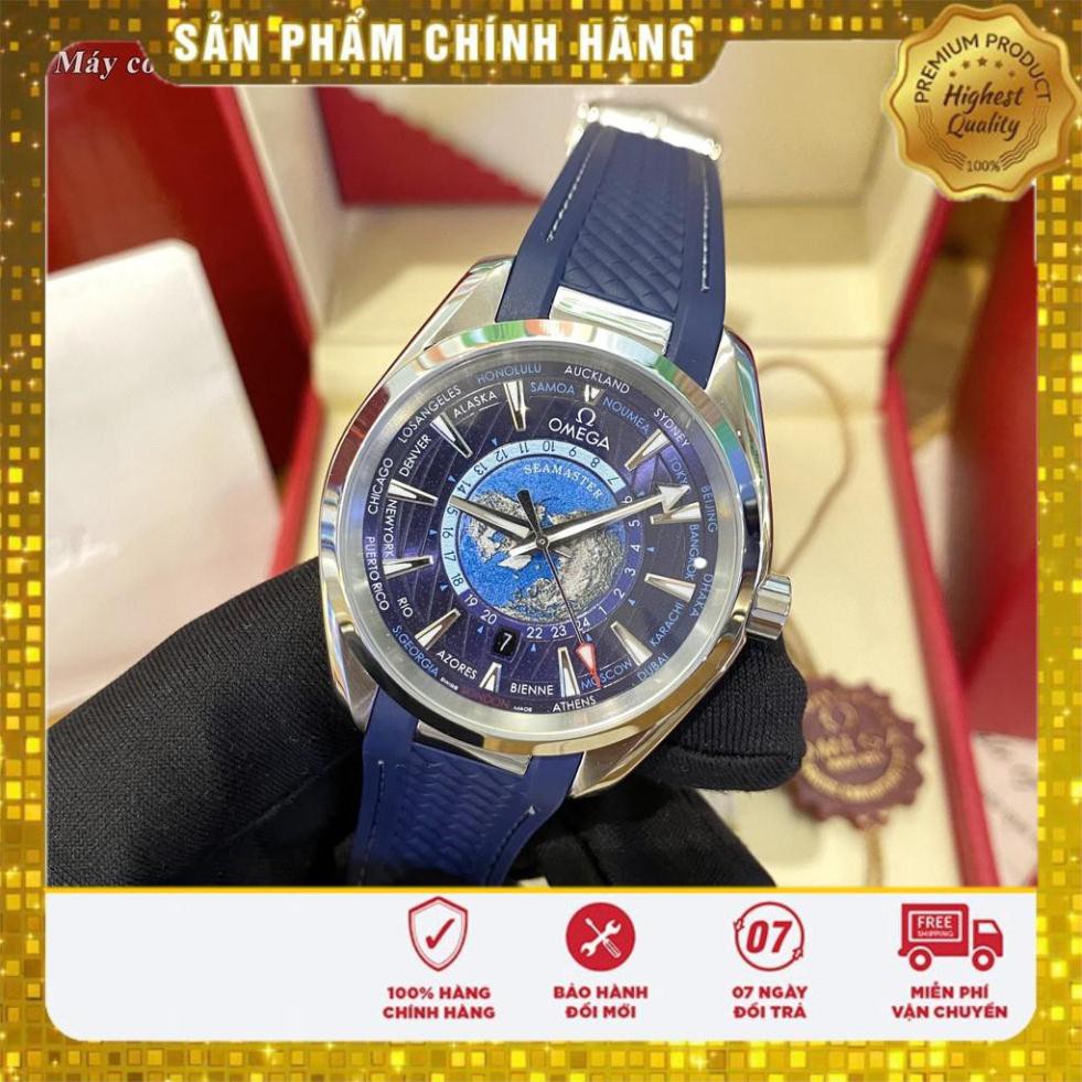 Đồng hồ nam omega máy cơ cao cấp - Bản mặt địa cầu - Bảo hành 24 tháng chống nước