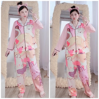 Pijama Lụa Hàn Cao Cấp hình gấu cực yêu