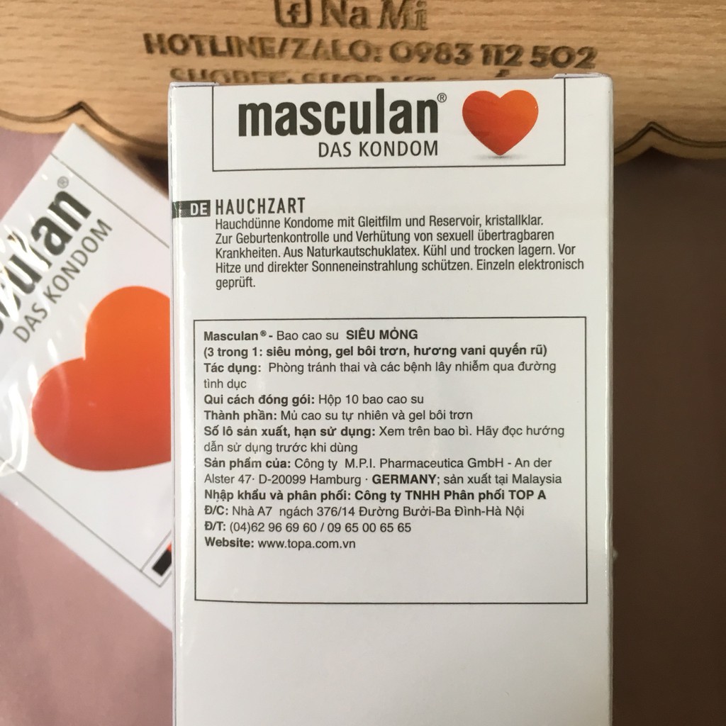 Bao cao su siêu mỏng Masculan® Pur hộp 10 cái - CẢM GIÁC SỐNG ĐỘNG GIỐNG NHƯ DA THẬT