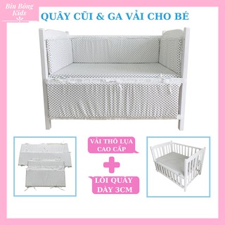 Quây cũi kèm ga vải bọc đệm - chất liệu vải thô lụa cao cấp