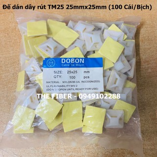 Đế dán dây rút giúp cố định dây điện (BỊCH 100 Cái) 25x25mm - TM25