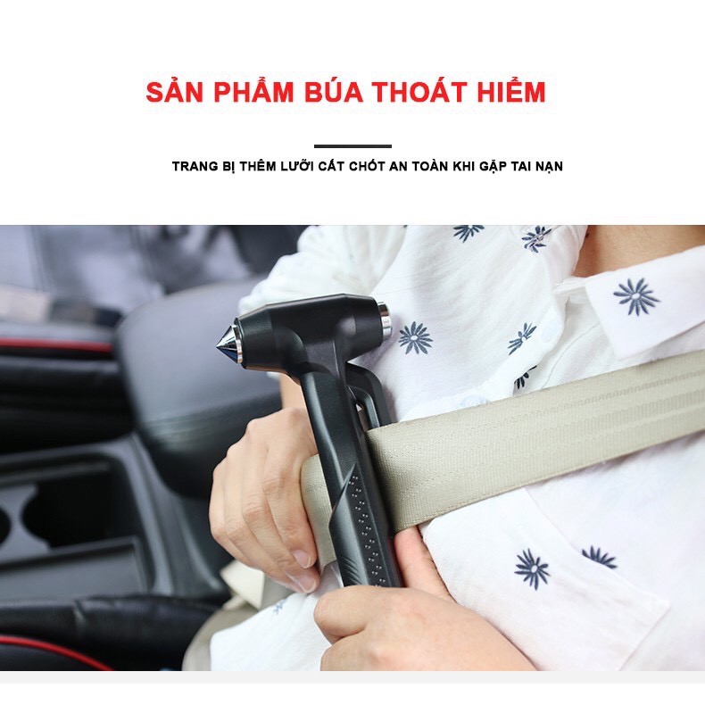 Búa thoát hiểm ô tô Khẩn cấp 3in1 loại tốt, kích thước 23cm x 8cm  chamsocxestore