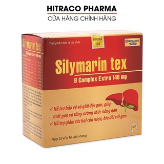 Viên uống Silymarin Tex hỗ trợ giải độc gan, mát gan, tăng cường chức năng gan Hộp 100 viên [Silymarin Tex Đỏ]
