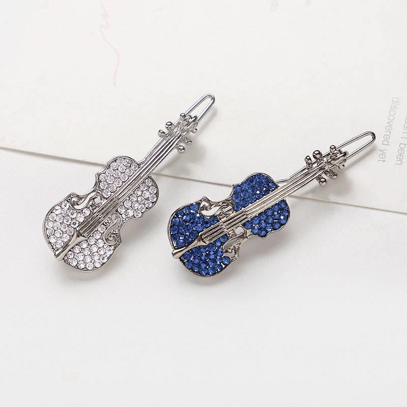 Kẹp tóc đàn violin đính đá Rhinestone kẹp tóc mái phụ kiện tóc MS397