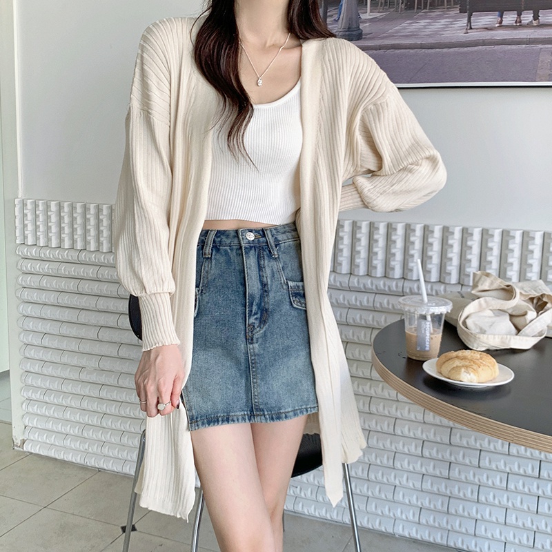 Áo Khoác Cardigan Dệt Kim Mỏng Dáng Dài Thời Trang Trẻ Trung