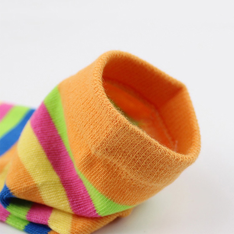 Xiangbao Set 6 Đôi Tất Tách Ngón Bằng Cotton Năm Ngón Sọc Cầu Vồng Cho Nữ