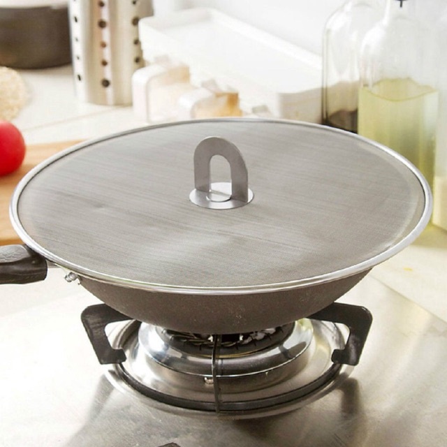 * Có tay cầm * Nắp lưới Inox chắn dầu mỡ chiên xào - vung đậy nồi chảo nhà bếp chống văng