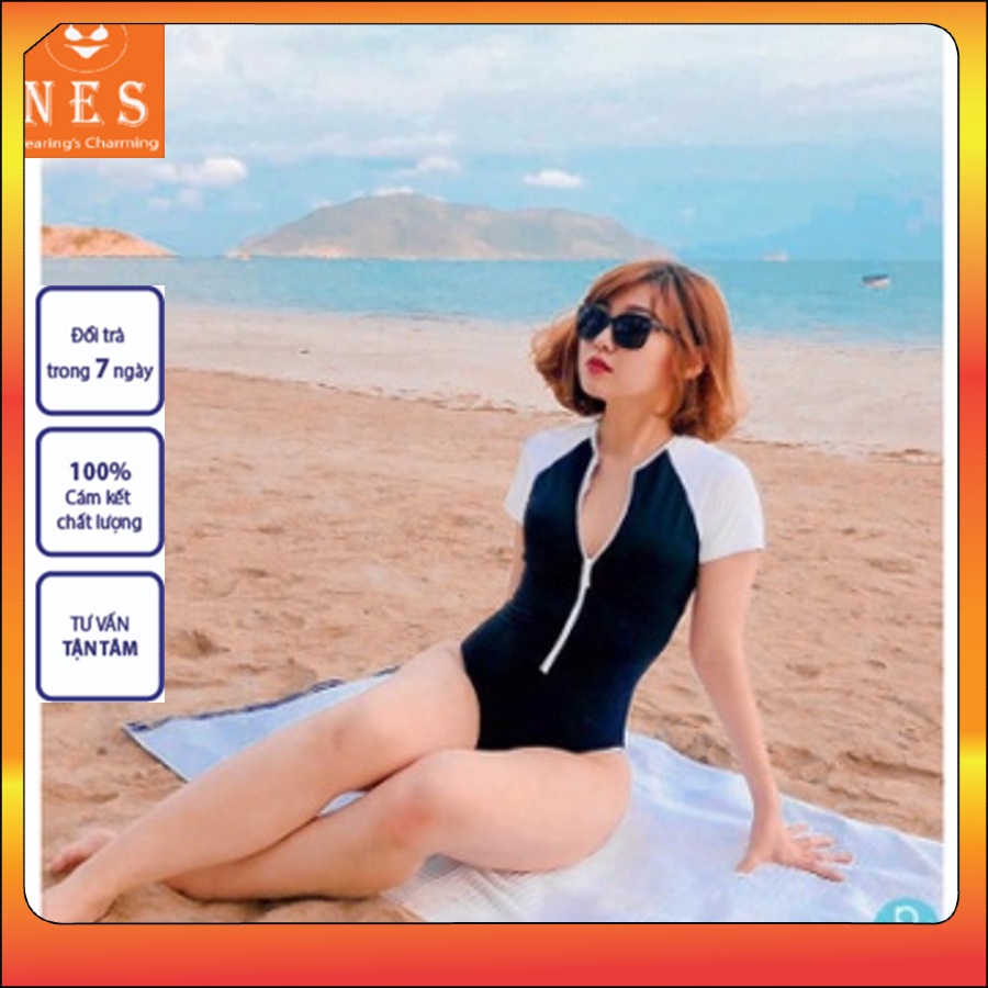 Bikini đi biển liền thân 1 mảnh dây kéo đẹp