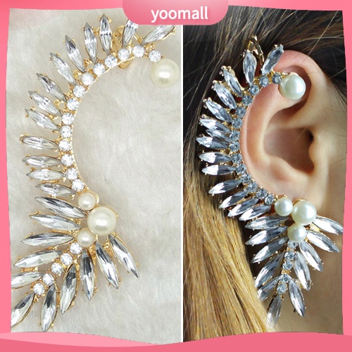 Khuyên tai đính đá và ngọc trai giả thời trang thanh lịch dành cho nữ